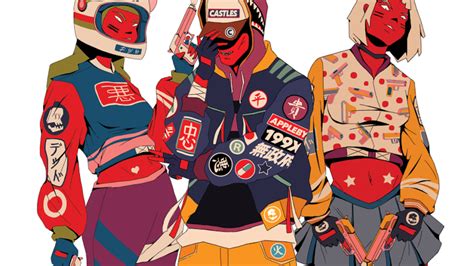 la moda urbana y el folclore japonés se encuentran en estas ilustraciones creators cyberpunk