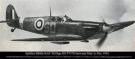 Asisbiz Spitfire Mkiia Raf 501sqn Sd P7378 Between May To Dec 1941