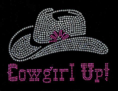 Cowgirl With Hat Red White Outline Rhinestone Transfer Iron On Diy