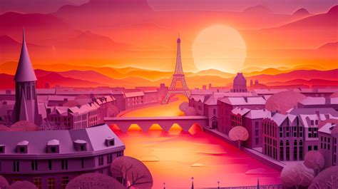 Eiffel Tower At Sunset Paris Skyline Sunset In Paris Orange Sunset