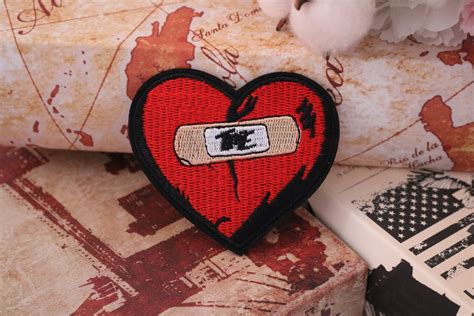 Broken Red Heart Bandage Heart Iron On Patch Embroidered Etsy Uk