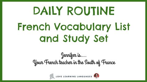 Vocabulary French Daily Routine La Routine Quotidienne Love