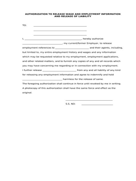 Release Of Employment Information Form Fill Out And Sign Online Dochub