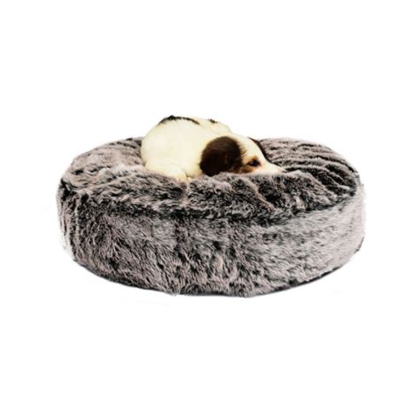 Wolf Grey Cozy Faux Fur Dog Bed Prazuchi