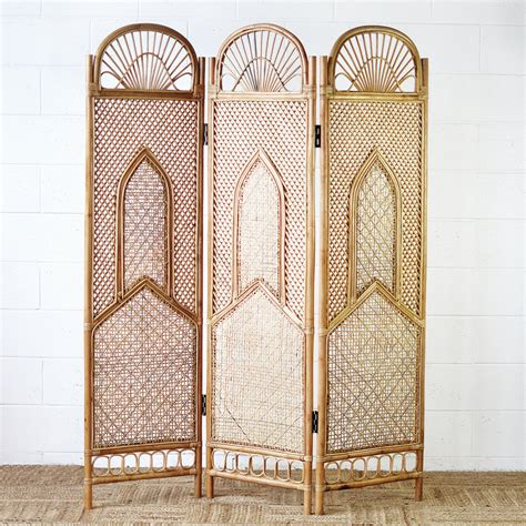 Arch Rattan 3 Panel Screen Room Divider Paradise Living Co