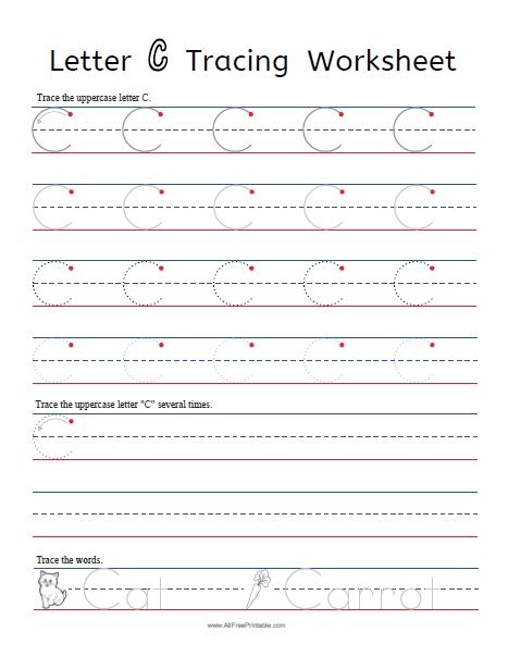 Letter C Tracing Worksheets Free Printable