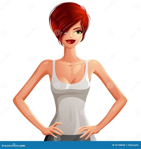Coquette Caucasian Woman Upper Body Portrait Gorgeous Red Stock Vector Illustration Of Body
