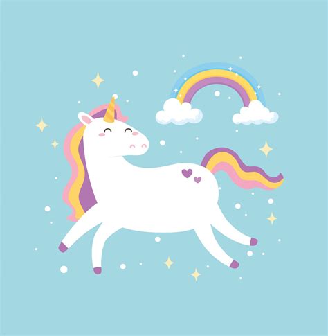 Cute Magical Unicorn Dream Fantasy Rainbow Stars Animal