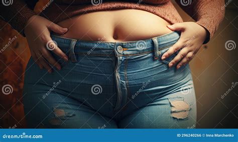Close Up Of Woman Excessive Belly Fat Overweight Concept Body Positive Stock Illustration