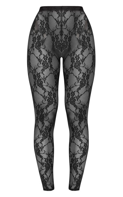 Black Lace Leggings Trousers Prettylittlething Usa
