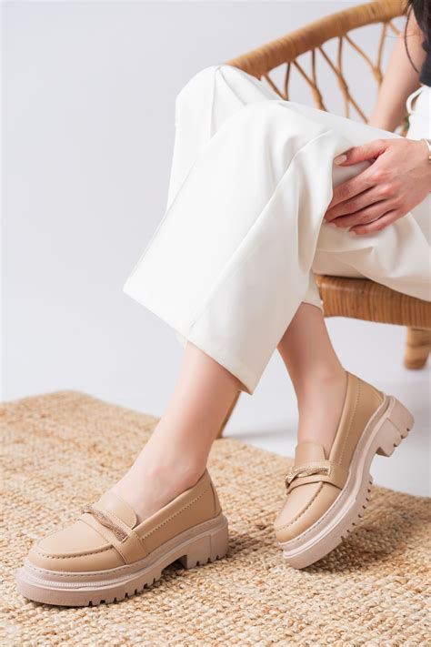 Daily Nude Taş Detaylı Oxford Kadın Ayakkabı El Yapımı Kadın Ayakkabılar