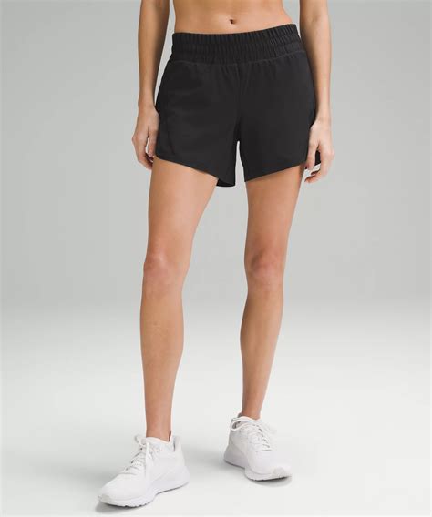 Lululemon Track That Mid Rise Lined Shorts In Black Modesens