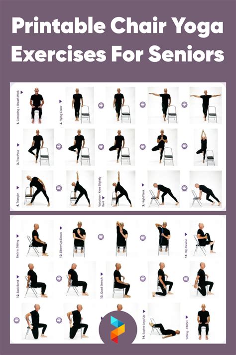 Printable Chair Yoga Exercises For Seniors Chair Pose Yoga Yoga For