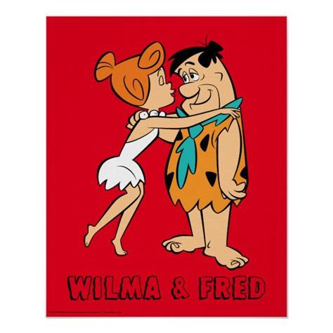The Flintstones Wilma Kissing Fred Poster Zazzle Flintstones