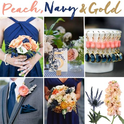 Navy Blue Peach And Gold Wedding Inspiration In 2020 Navy Blue And