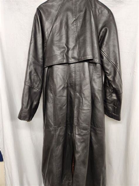 Unisex Real Leather Planet Euro Long Black Jacket Large Cg L48 Ebay
