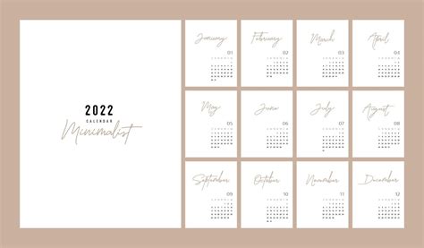 Calendar 2022 Trendy Minimalist Style Minimal Calendar 3391864 Vector