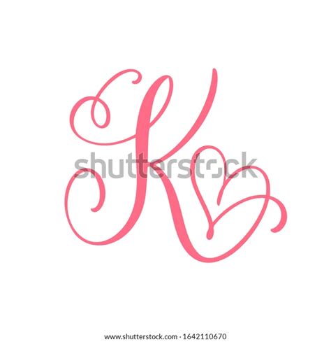 The Letter K Is Made Up Of Two Hearts And Has Been Drawn In Pink Ink