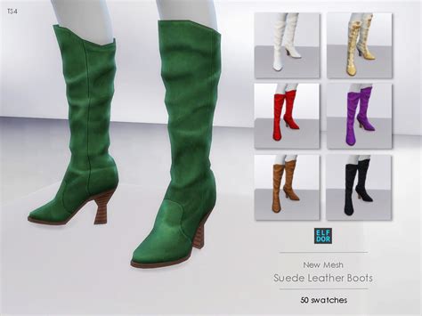 The Sims 4 Suede Leather Boots At Elfdor Sims Best Sims Mods