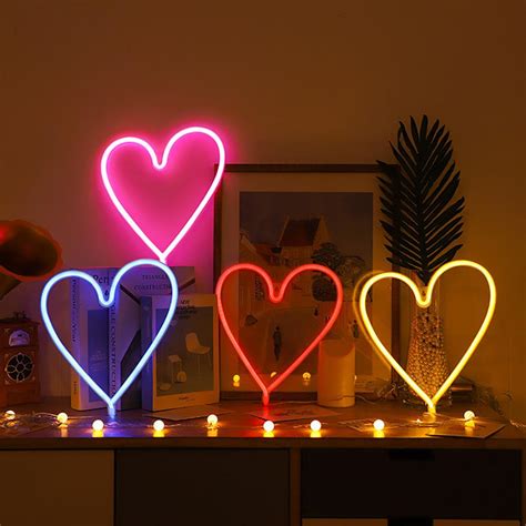 Love Heart Led Neon Light Decorative Rechargeable Romantic Confession Led Modeling Neon Light