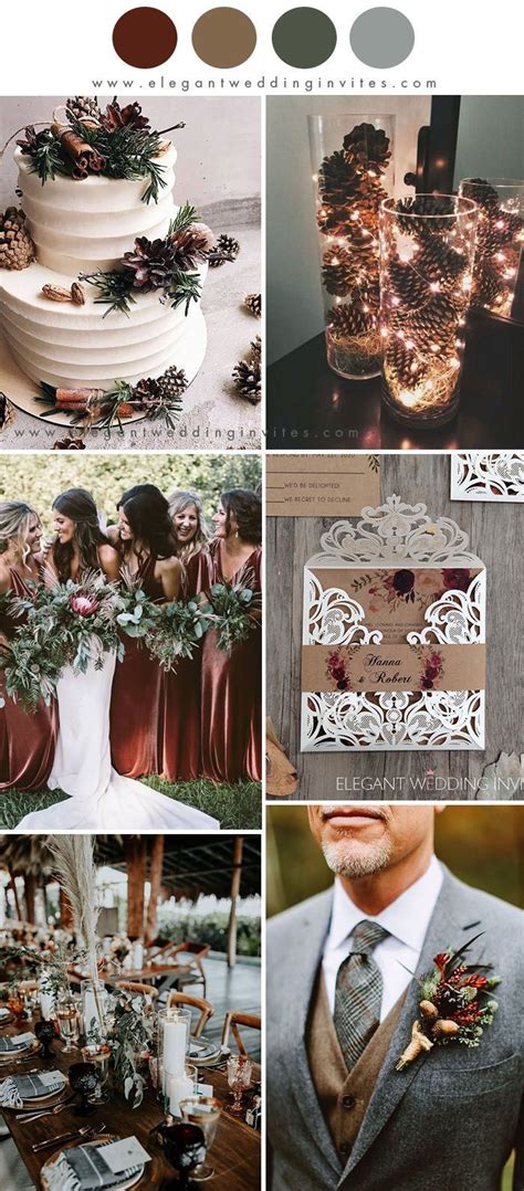 Cozy Chocolate Brown And Dark Red Rustic Chic Winter Wedding Colors
