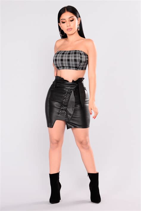 Laced With Leather Skirt Black Black Leather Skirts Trendy Fashion