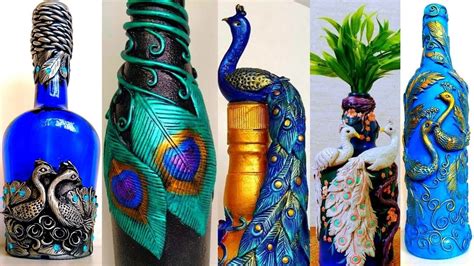 5 Peacock Design Glass Bottle Art Youtube