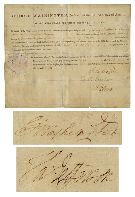 Lot Detail George Washington Document Signed As President Also