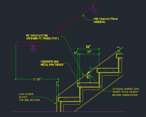 Tread Riser Detail - Dimensions - CAD Files, DWG files ... Here we have an open tread staircase, with half risers.