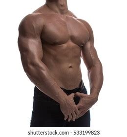 Naked Torso Male Bodybuilder Athlete Studio Stock Photo