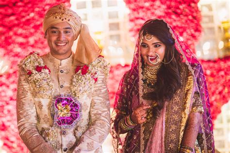 Anam looked gorgeous in a lilac and gold embroidered lehenga paired with purple embellished veil. Sania Mirza's Sister Anam's Wedding and Reception Photos!
