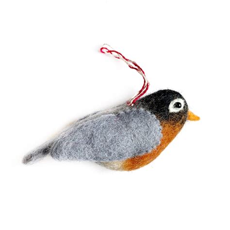 Robin Christmas Ornament Handmade Wool Bird Ornament Ornaments 4