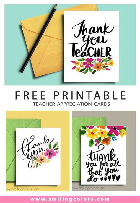 Thank You Teacher Cards With Free Printables