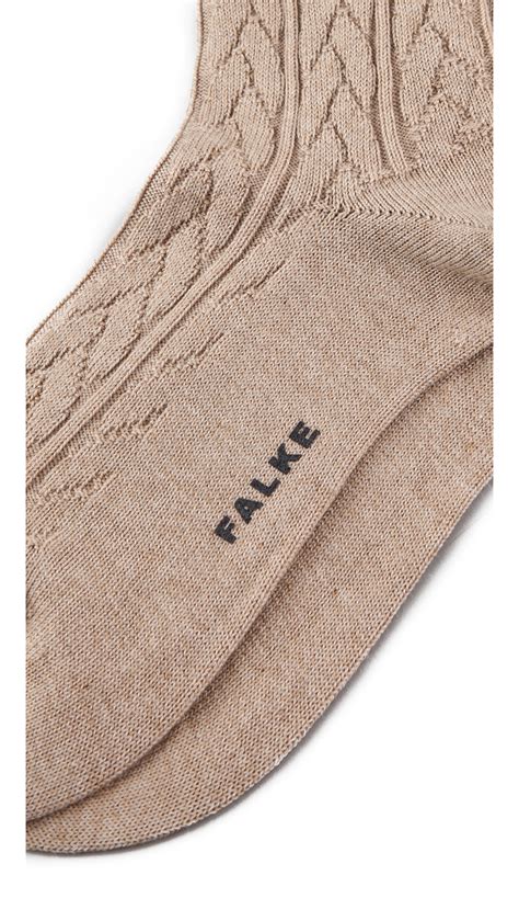 Lyst Falke Striggings Cable Knit Knee High Socks Grey In Natural