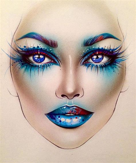 Blue Face Chart In 2020 Makeup Face Charts Face Chart Fantasy Makeup