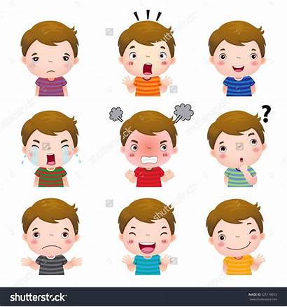 Emotions Faces Different Showing Boy Emotion Illustration