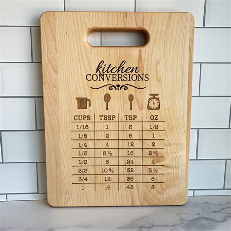 Kitchen Conversion Chart Cutting Board Kitchen Conversion Etsy