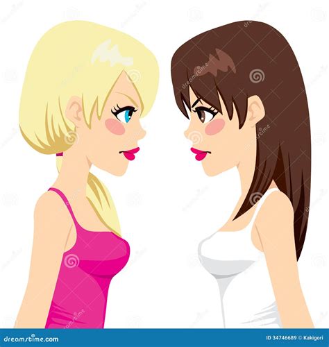Two Girls Facing Off Stock Vector Illustration Of Disagreement 34746689