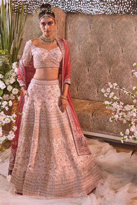 Bridaltrunk Online Indian Multi Designer Fashion Shopping Peach Raw Silk Lehenga