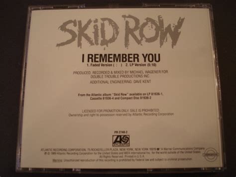 Skid Row I Remember You 1989 Cd Discogs