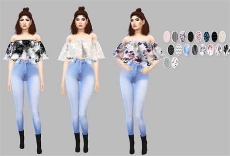 Sunny Off Shoulder Top Wpearls Recolors At Simply Simming Sims 4 Updates