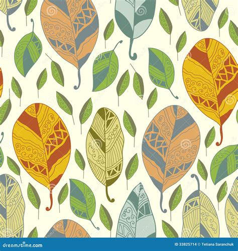 Seamless Pattern With Abstract Leaf Stock Vector Illustration Of