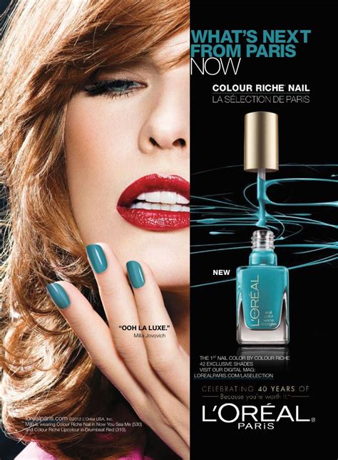 Loréal Paris Cosmetic Advertising With Milla Jovovich Milla Jovovich