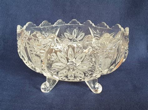 Vintage Glass Bowl With Feet Fruit Bowl Sweet Bowl Serving Etsy