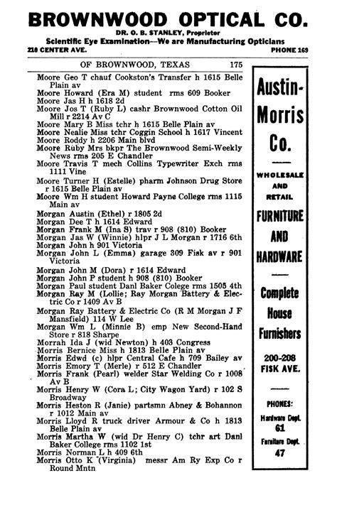 Brownwood City Directory, 1923 - Page 175 - The Portal to Texas History