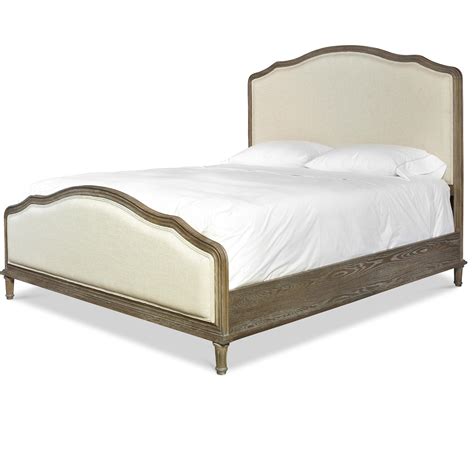 French Oak Camelback Queen Upholstered Panel Bed Zin Home