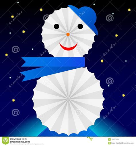 Snowman With Blue Scarf Stock Illustration Illustration Of December