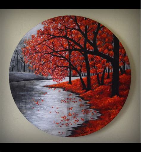 Original Fine Art Abstract Landscape Contemporary Autumn Forest Acrylic