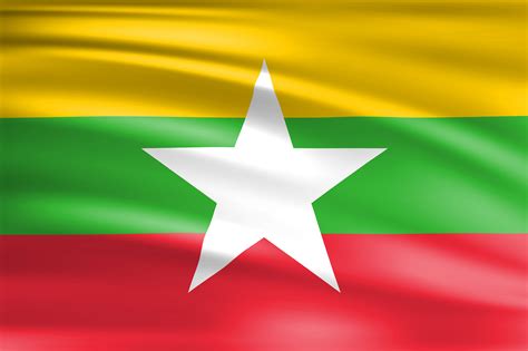 Myanmar Flagge Offizielle Flagge Von Birma Myanmar Vektor Abbildung