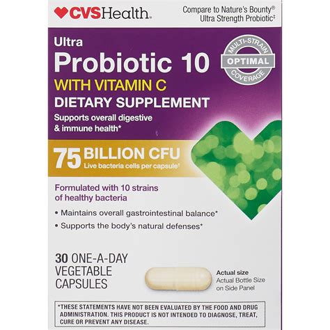 Cvs Health Ultra Probiotic 10 With Vitamin C Vegetable Capsules 30 Ct